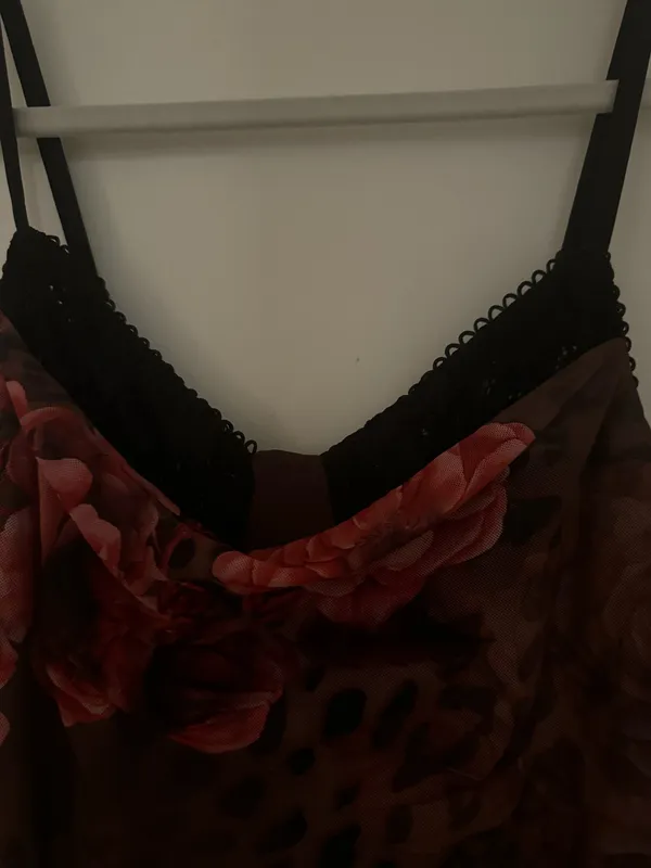 Floral Cheetah Dress with Black Lace detail - Image 3