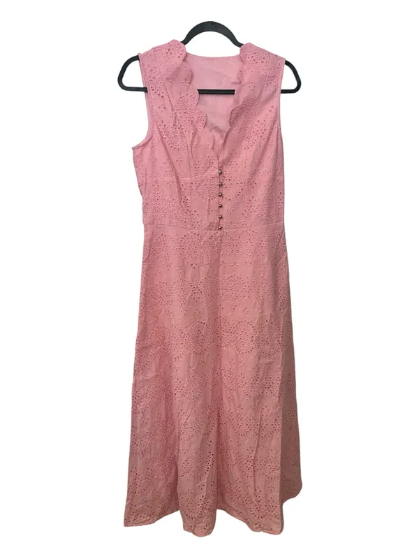 CoMMENSE Cotton Sleeveless Embroidered Eyelet Dress with Deep V Neck Small NWT - Image 2