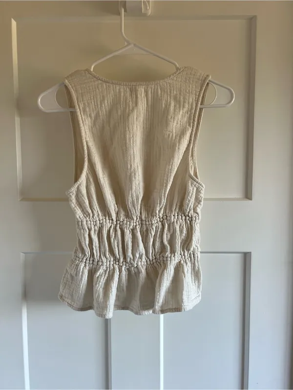 aerie Cream Tie-Front Peplum Tank - Image 3