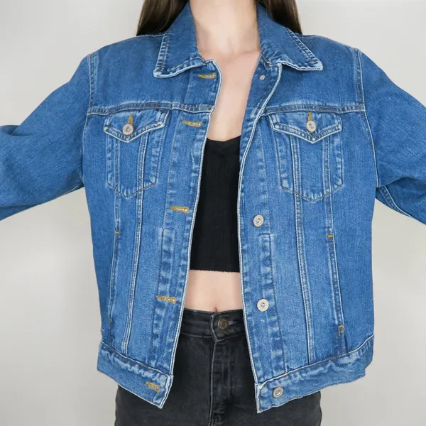Vintage 90s Eddie Bauer Denim Jacket - Dark Blue Jean Trucker Jacket - Image 4