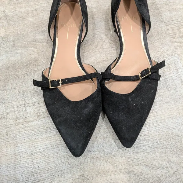 Linea Paolo Black Suede Demi D'Orsay Flats Size 7 - Image 3
