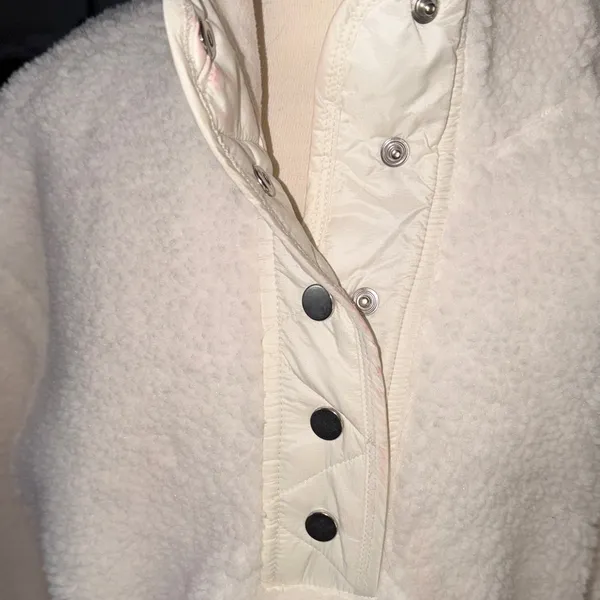 Women's White Sherpa Pullover Jacket - Image 7