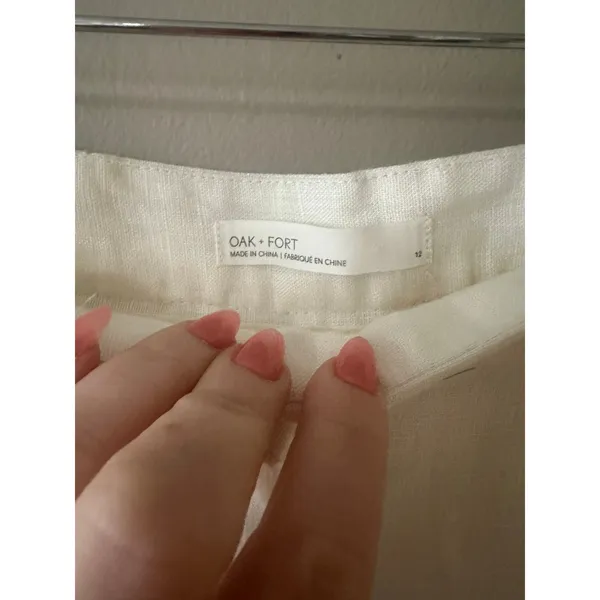 OAK + FORT Cream Linen Trouser Pants Size 12 - Image 4
