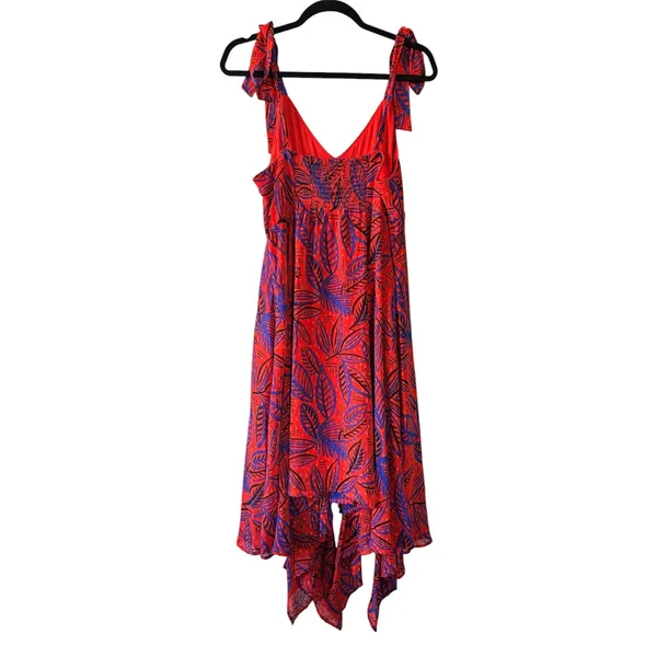 Alexis x Target Red Tropical Leaf Dress Women’s Medium NWT Asymmetrical Hem Boho - Image 3