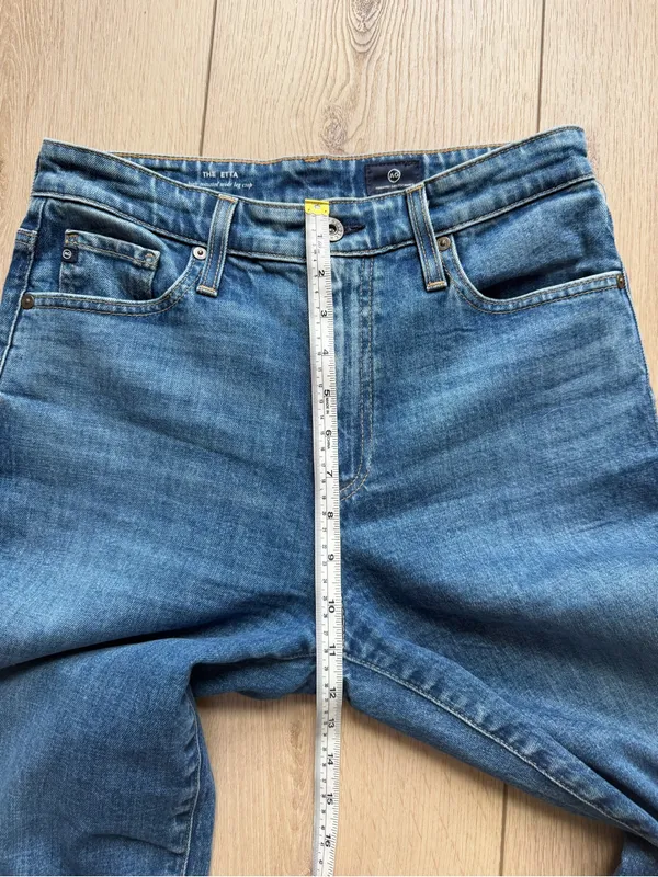 AG Adriano Goldschmied Jeans The Etta High Waisted Wide Leg Crop Jeans Size 4 27 Raw Frayed Hem - Image 9