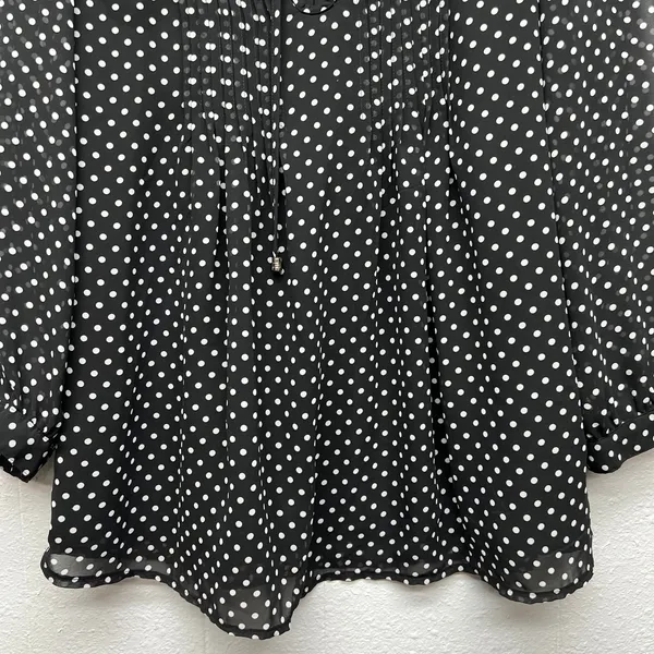 Tommy Hilfiger Polka Dot Babydoll Sheer Top Womens Medium Office Career Formal - Image 4