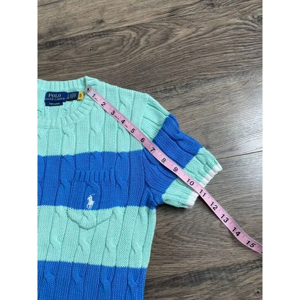 NWOT Womens Polo Ralph Lauren O Stripe Pkt T pima cotton‎ cableknit sweater SZ S - Image 9