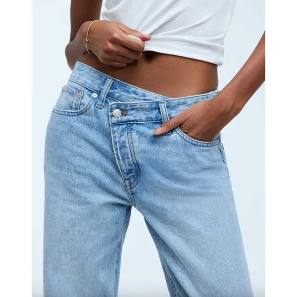 Madewell Low-Slung Straight Jeans With Criss-Cross Waistband Size 26 Casual - Image 2