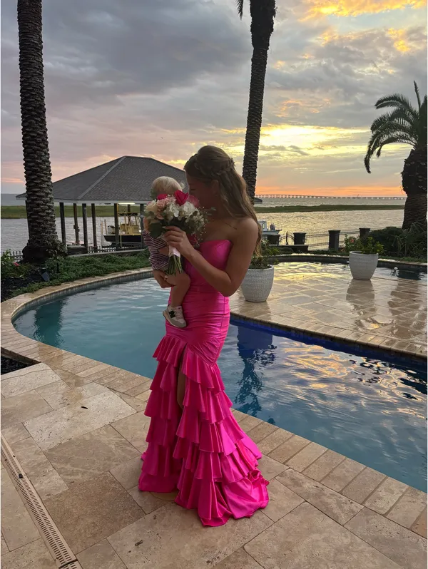 Pink ruffle Sherri Hill dress - Image 2