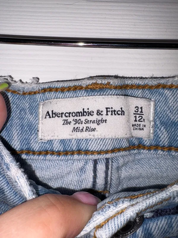 Abercrombie & Fitch The 90’s Straight Mid-Rise Jeans Blue Size 12 - Image 7