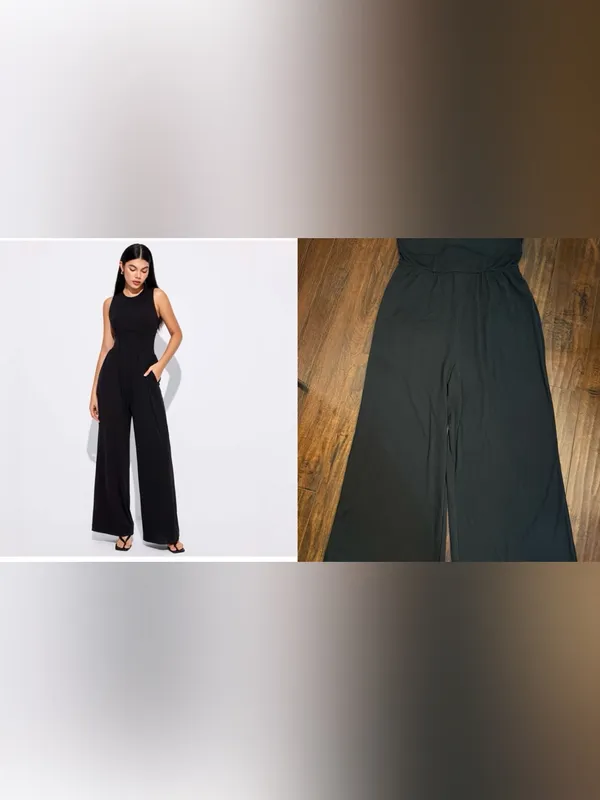 Cider Black Solid Sleeveless Wide Leg Jumpsuit Size XL NWT - Image 2