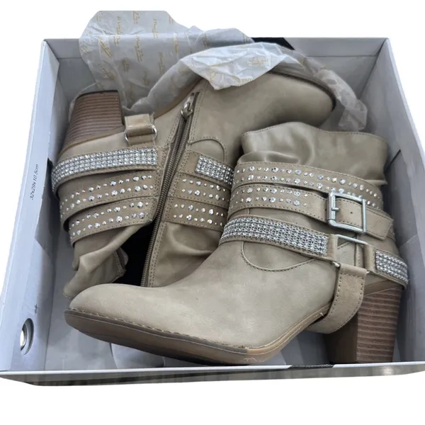 Marco Pico Women's Rhinestone Western Ankle Booties Size 11 Cowboy Glam NIB - Image 7