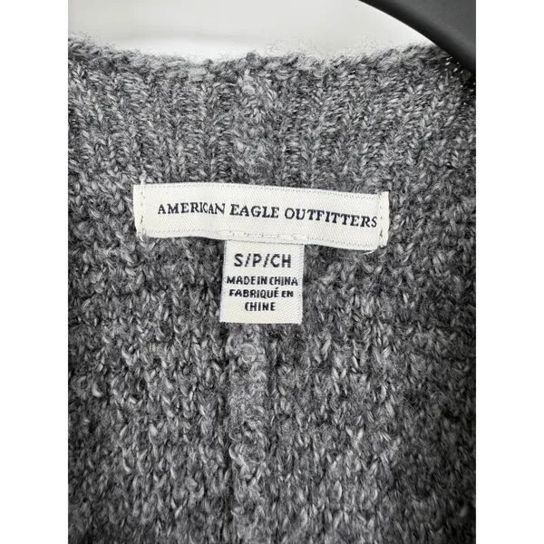 American Eagle Womens Small Gray Striped Open Front Longline‎ Cardigan Sweater - Image 5