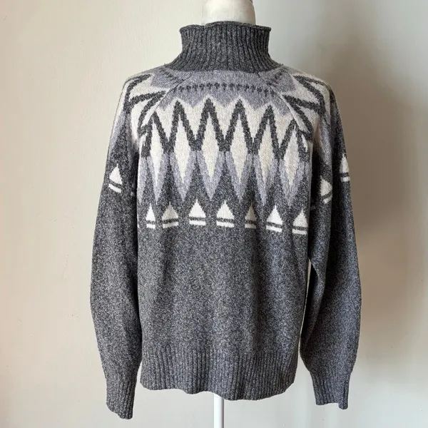 Badgley Mischka Fair Isle Turtleneck Sweater Size L - Image 5
