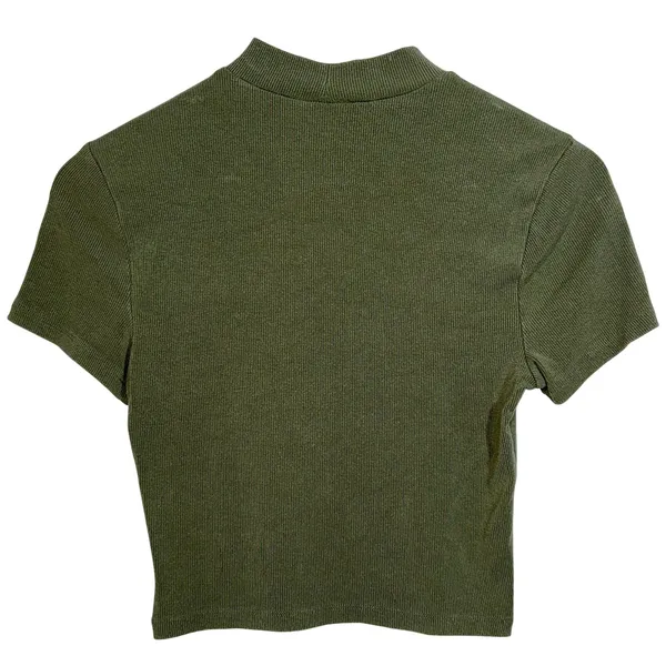 Abercrombie & Fitch Soft AF Rib Knit Green Mock Short Sleeve Crop Top Womens XS - Image 2