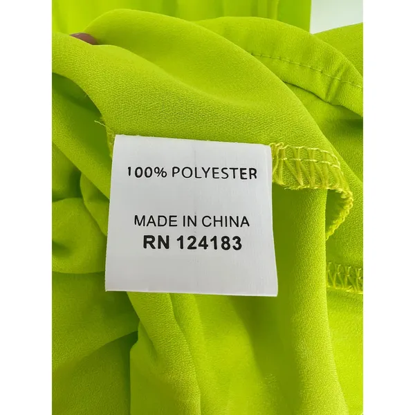 JON & ANNA Peplum Top Women XL Neon Lime Green Tie Shoulder V-Neck Smocked‎ NWT - Image 9