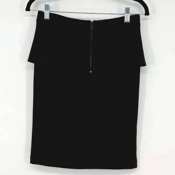 Alice + Olivia Employed Black Peplum‎ Pencil Skirt Size 6 Silk Lining - Image 3