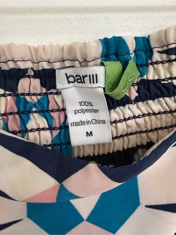 Bar IIIAbstract Geometric pants in Cream and Teal Size Medium - Image 3