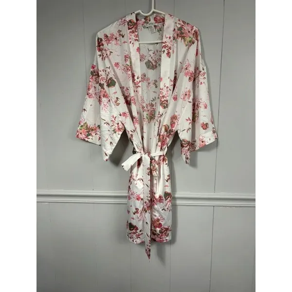 Icing Satin Floral Bridal Bar Belted Robe L/XL Sleepwear Loungewear Wedding - Image 5