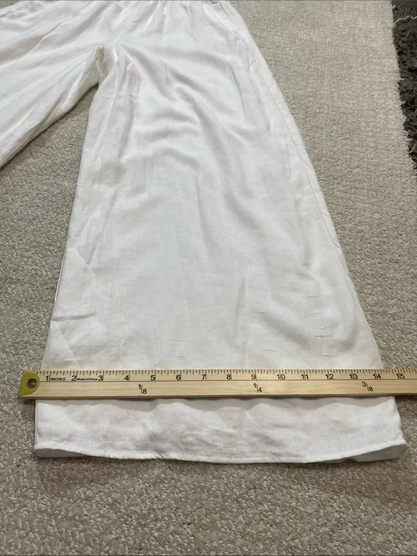 Show Me Your MuMu White Wide-Leg Linen-Blend Pants 100% Rayon Size XS - Image 15