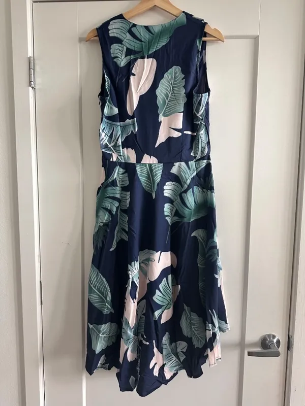 Tropical High Low Dress Blue Size L - Image 4