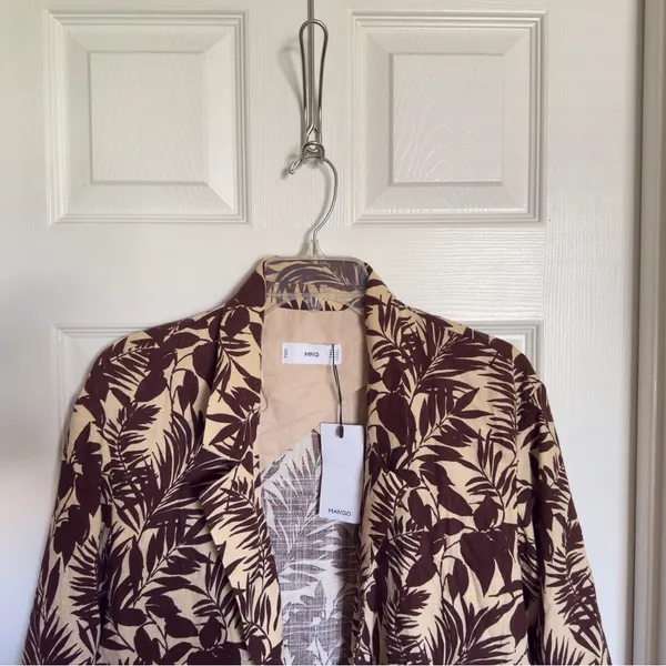 New MNG Mango Women’s XS Oversized Tropical Print Linen Blend Blazer Jacket - Image 6