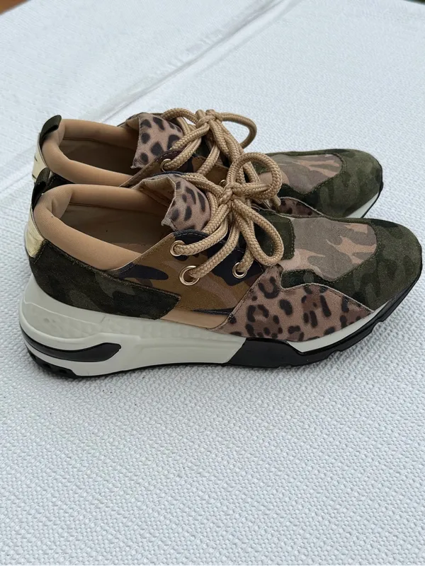 Steve Madden Cliff Sneakers Women 7 Camo Leopard Platform Lace Up Chunky Shoes - Image 6