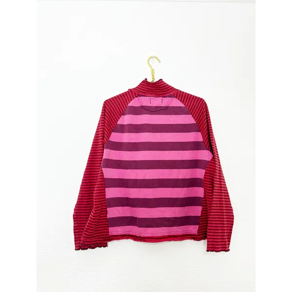 Free People We The Free Punk Playful Tee Size Medium Pink Red Stripes Emo - Image 13