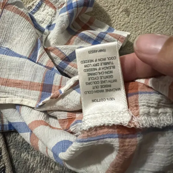 Alexander Jordan Blouse‎ Cream/Multi Plaid, sz M - Image 9