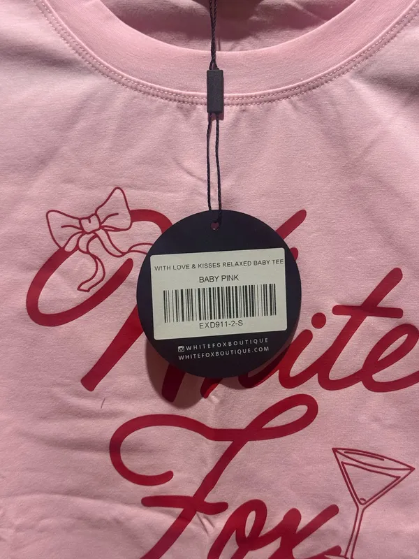 White Fox Relaxed Baby Tee With Love Pink NWT - Image 3
