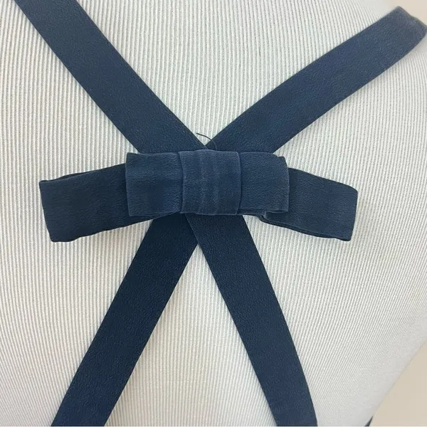 Amanda Uprichard Navy Silk Bow Back Camisole Tank Top M - Image 4