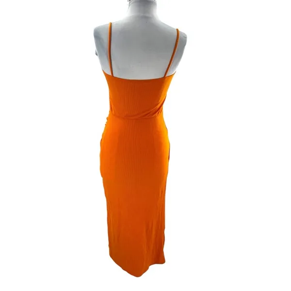 Reformation Formosa Ribbed Midi Dress Ochre Sz‎ Small - Image 3