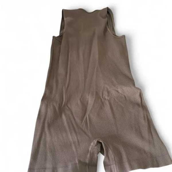 Ribbed Seamless Sleeveless Romper | Taupe Brown | Size L/XL (One Size Stretch) - Image 3