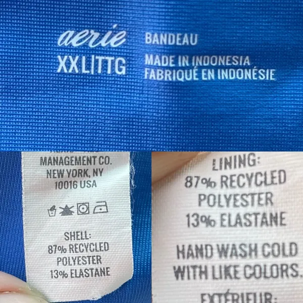 Aerie Womens Swim Bikini Top Bandeau Blue One Shoulder Strap Size XXL - Image 7