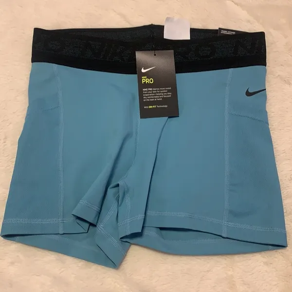 Nike Teal  Pro Shorts With Side Pockets - Image 2