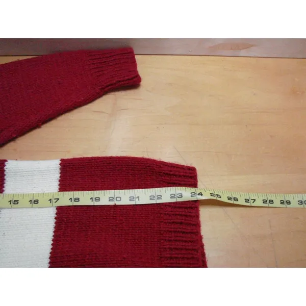 Handmade Hand Knit Pullover Sweater Turtleneck Size Med Crochet Warm Striped Vtg - Image 12