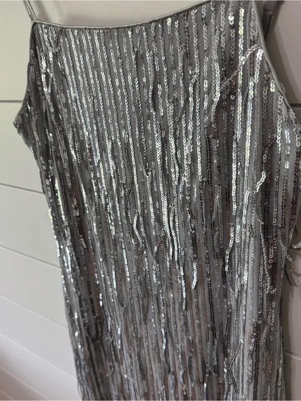 Trixxi silver sequin fringe mini dress - Image 2