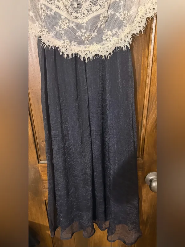 Altar’d State Off-Shoulder Black Dress with Ivory Lace Overlay - Image 3