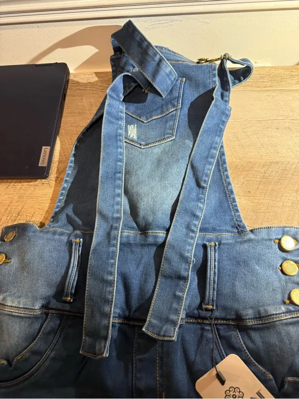 Colombian Denim Short Overalls Butt Lifting Blue Size undefined - Image 4