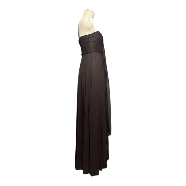 J.Crew Silk Chiffon Whitney Strapless Gown Dress Espresso Brown 6 - Image 5