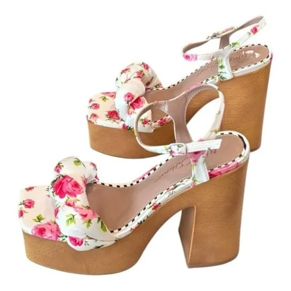 BETSEY JOHNSON Mandee Floral Platform Chunky Platform Block Heel Sandal Size 7.5 - Image 6