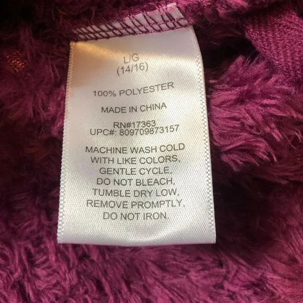 Cuddl Duds Plush Zip Up Purple Jacket L - Image 6