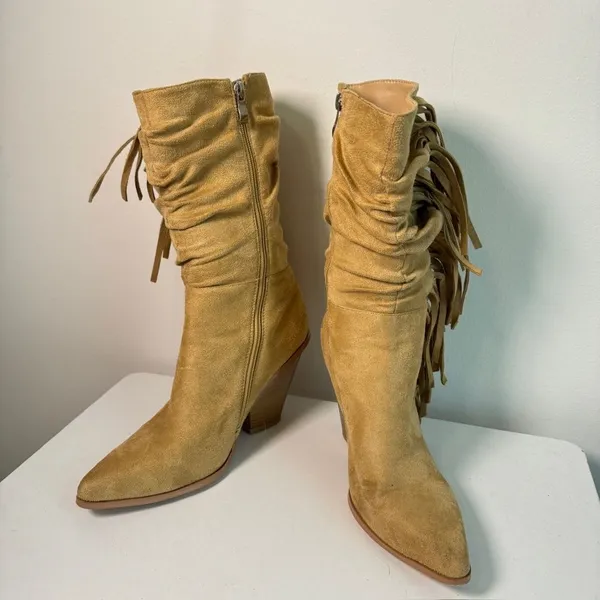 Pretty Little Thing- Tan Boots with Fringe - Image 5