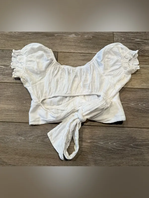 White Tie Crop Top - Image 3