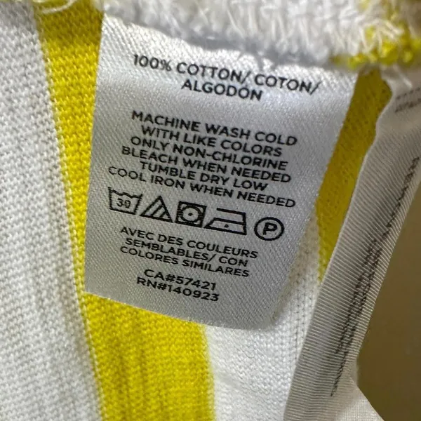 Loft Striped Tie‎ Waist V-Neck Midi Dress Yellow and White Striped Size: Medium - Image 6