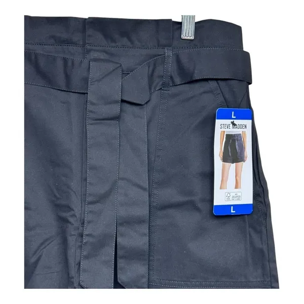 Steve Madden Black Belted Paperbag Waist Utility Shorts‎ Size Large - Image 3
