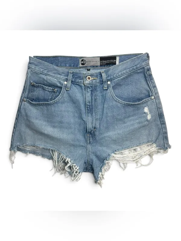Levi’s SilverTab Mom Shorts W30 Light Wash High Rise Distressed Raw Hem Y2K - Image 2