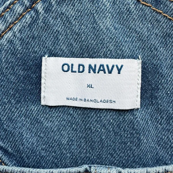 Old Navy Overall Shorts Women's XL Blue Denim Shortalls Cuffed Classic - Image 8