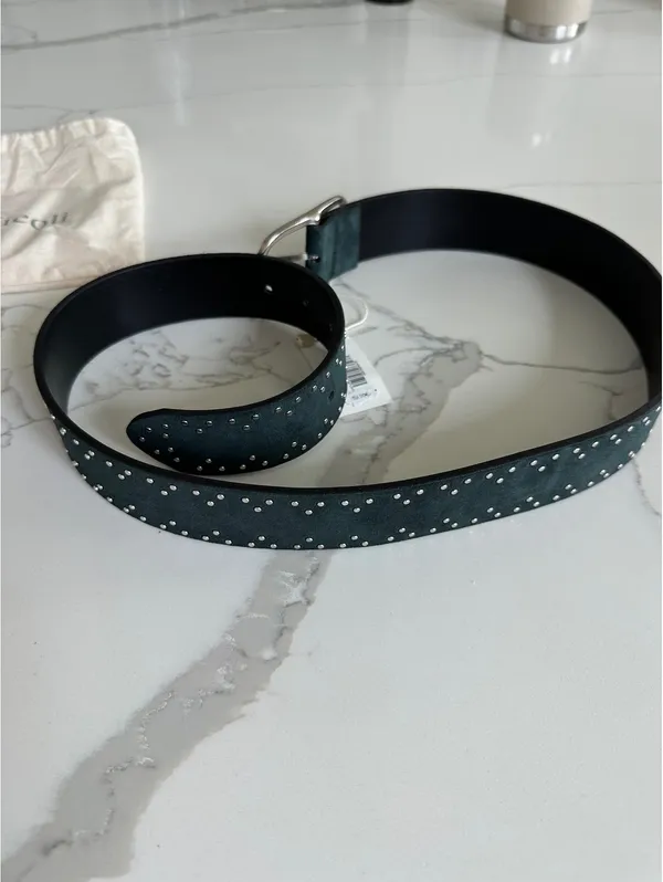 Nicoli Dark Green Studded Belt leather - Image 6