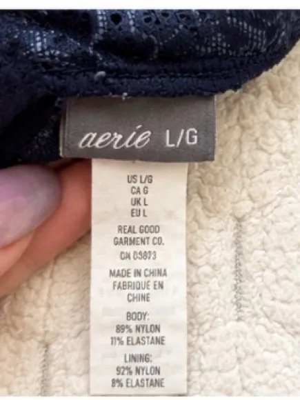 Aerie Navy Blue Lace Longline Bralette Size Large NWT Floral Lace Scalloped - Image 5